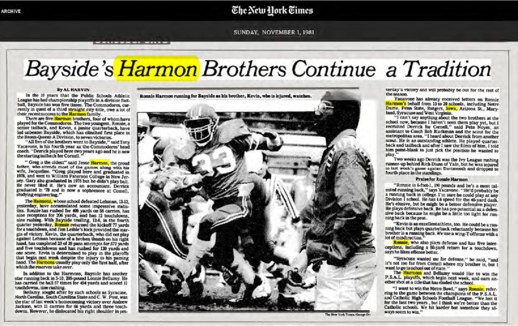 thumbnail of 1981-11-01-BAYSIDE’S HARMON BROTHERS CONTINUE A TRADITION-New York Times_p462-OCR-title-HL