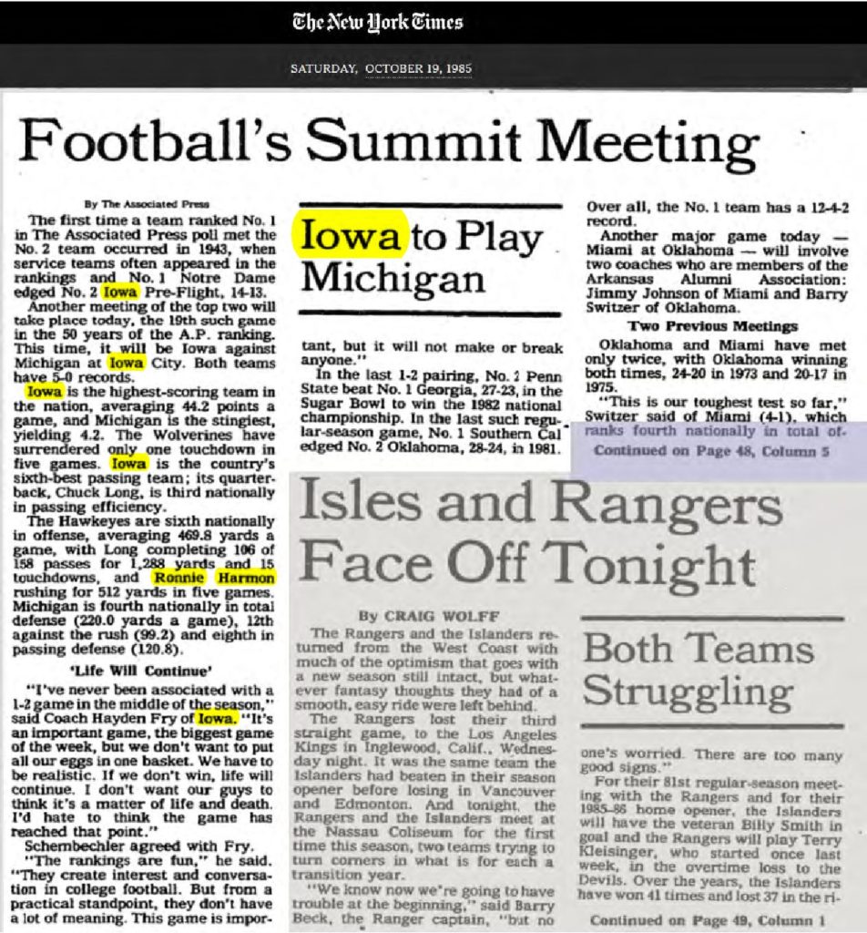 thumbnail of 1985-10-19-FOOTBALL’S SUMMIT MEETING – The New York Times_p046-OCR-title-HL-CON