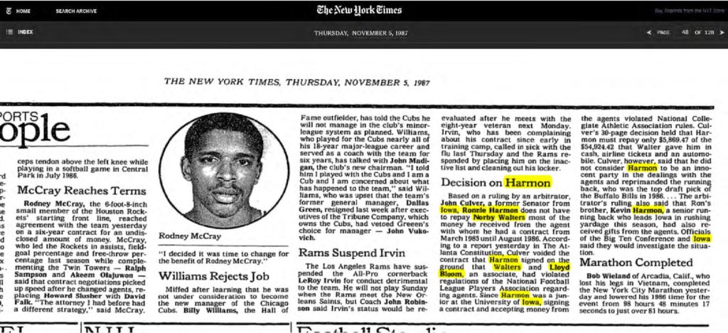 thumbnail of 1987-11-05-SPORTS PEOPLE; Decision on Harmon-New York Times_p048-OCR-title-HL