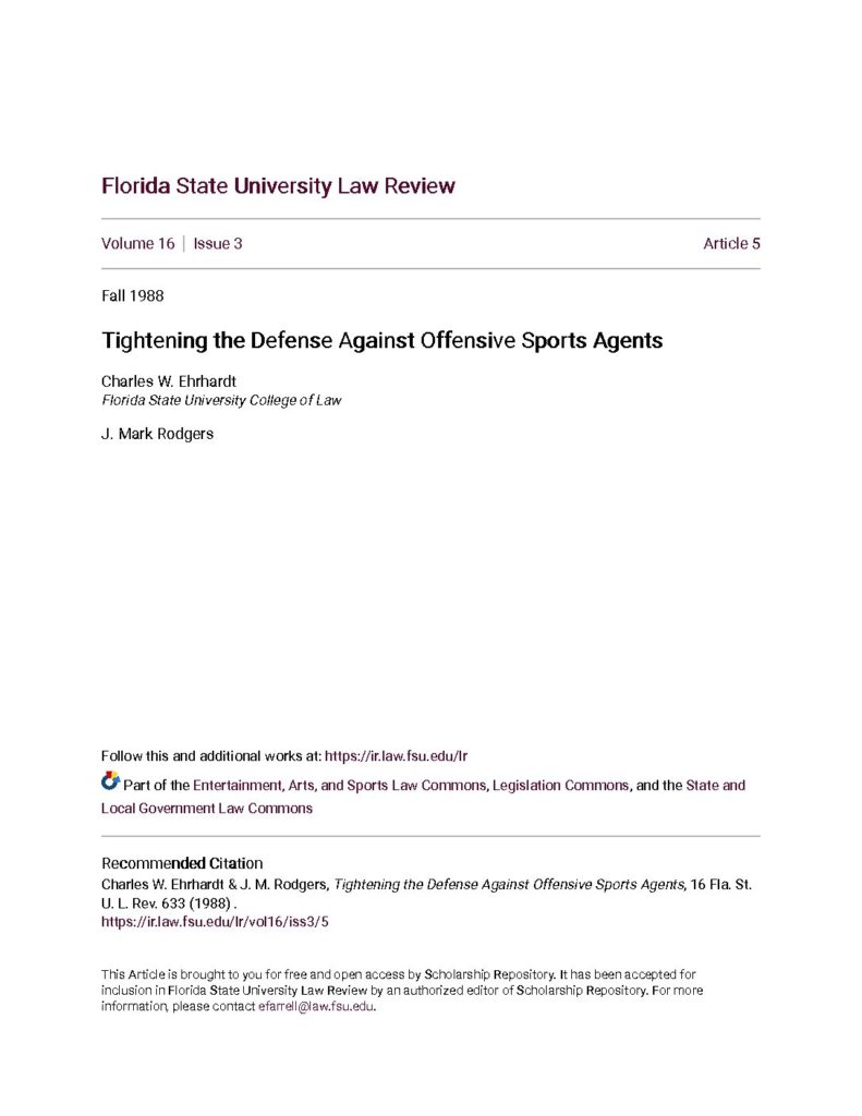 thumbnail of 1988-09-Tightening the Defense Against Offensive Sports Agents-title-OCR-HL