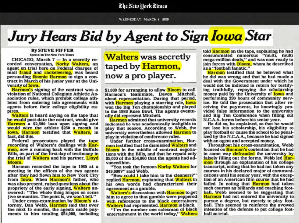 thumbnail of 1989-03-08-Jury Hears Bid by Agent to Sign Iowa Star – The New York Times_p107-OCR-title-HL
