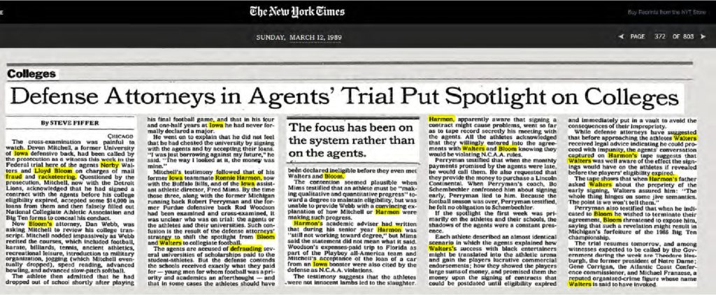 thumbnail of 1989-03-12-COLLEGES; Defense Attorneys in Agents’ Trial Put Spotlight on Colleges – The New York Times_p372-OCR-title-HL